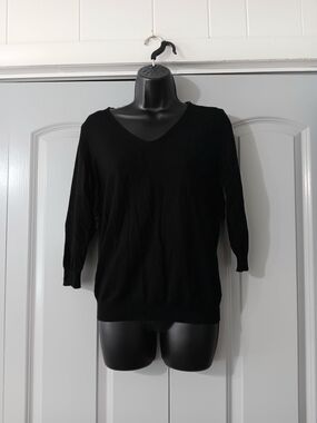 Olivia Warren Black Lace Back Sweater